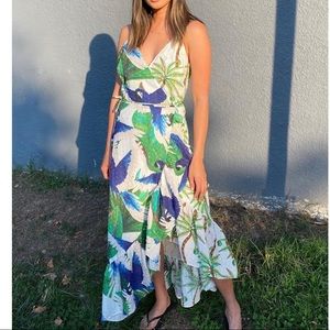 Farm Rio Sahana mixed palm wrap dress multi M